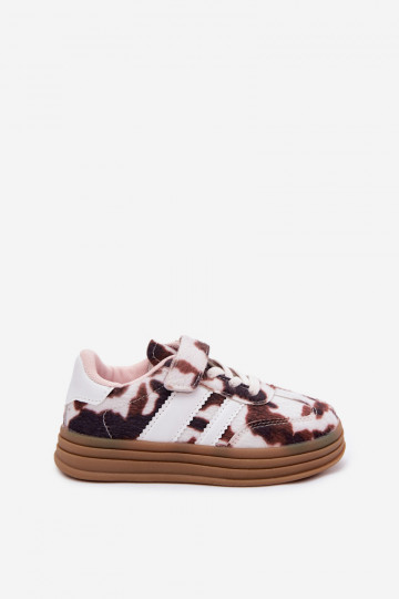 Zapatillas deportivas infantiles con velcro en marrón Satinia 2