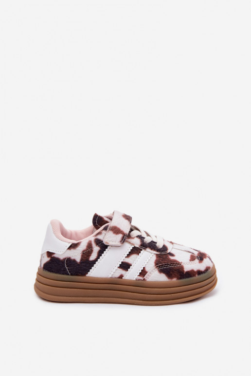 Zapatillas deportivas infantiles con velcro en marrón Satinia