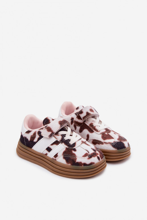 Zapatillas deportivas infantiles con velcro en marrón Satinia