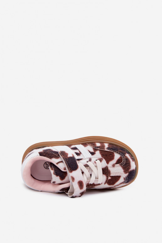 Zapatillas deportivas infantiles con velcro en marrón Satinia