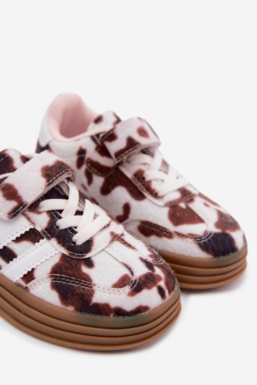 Zapatillas deportivas infantiles con velcro en marrón Satinia