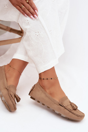 Mocasines para mujer con borlas de ante sintético color arena Linden