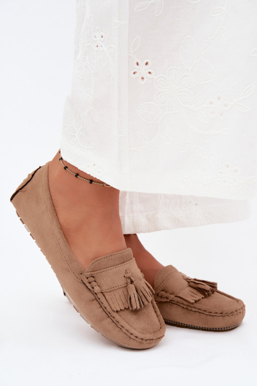 Mocasines para mujer con borlas de ante sintético color arena Linden