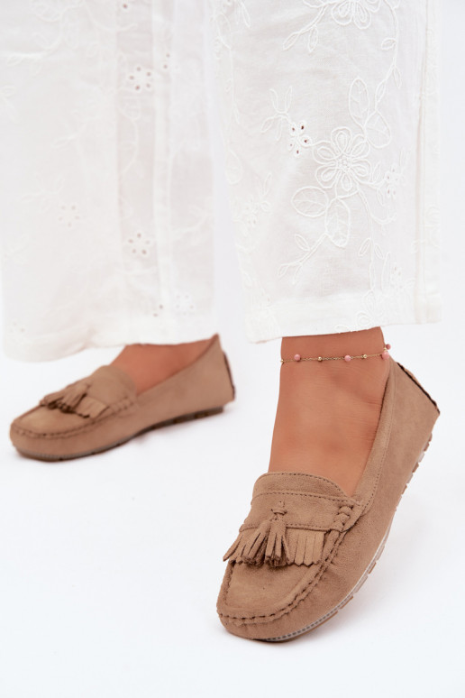 Mocasines para mujer con borlas de ante sintético color arena Linden