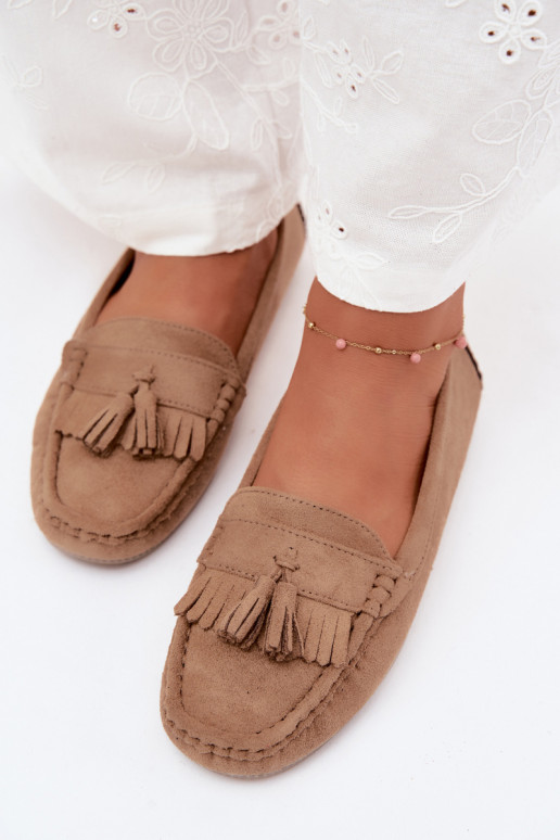 Mocasines para mujer con borlas de ante sintético color arena Linden