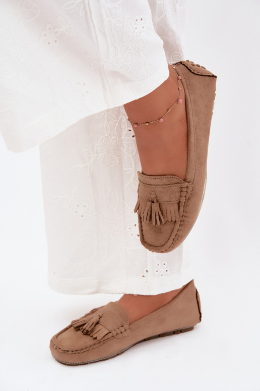Mocasines para mujer con borlas de ante sintético color arena Linden