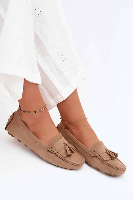 Mocasines para mujer con borlas de ante sintético color arena Linden