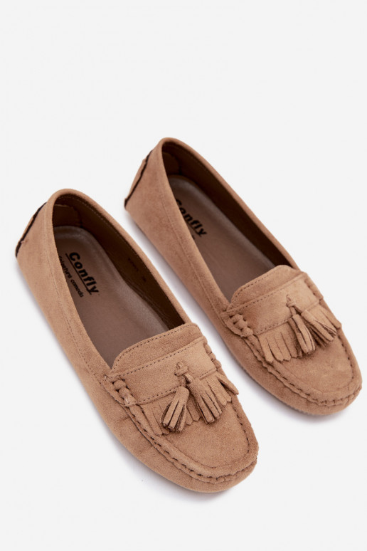 Mocasines para mujer con borlas de ante sintético color arena Linden