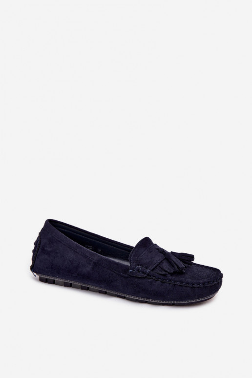 Mocasines para mujer con borlas de ante sintético color azul oscuro Linden