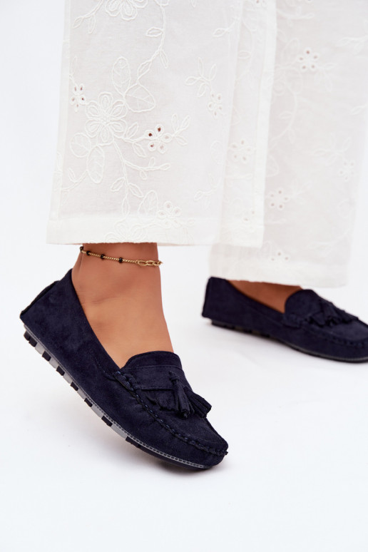 Mocasines para mujer con borlas de ante sintético color azul oscuro Linden