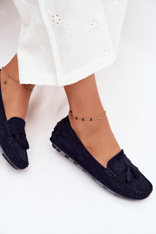 Mocasines para mujer con borlas de ante sintético color azul oscuro Linden