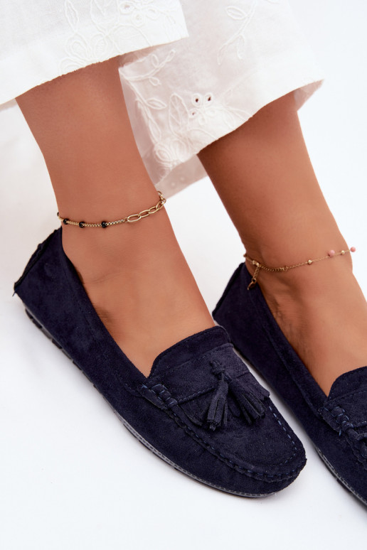 Mocasines para mujer con borlas de ante sintético color azul oscuro Linden