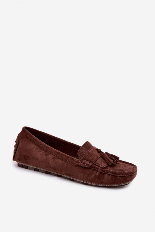 Mocasines para mujer con borlas de ante sintético color chocolate Linden