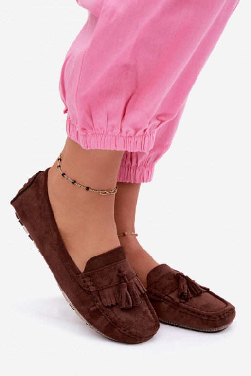 Mocasines para mujer con borlas de ante sintético color chocolate Linden