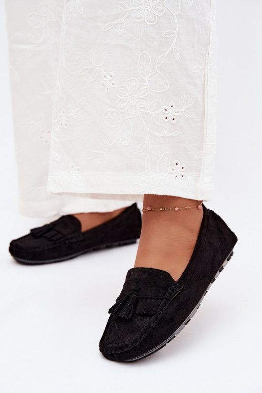Mocasines para mujer con borlas de ante sintético color negro Linden