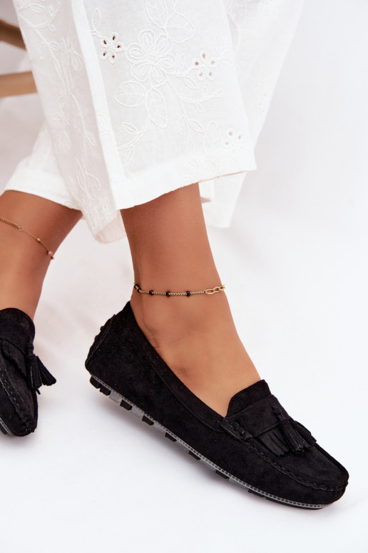 Mocasines para mujer con borlas de ante sintético color negro Linden