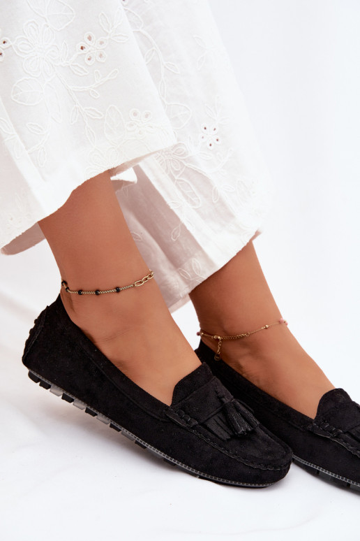 Mocasines para mujer con borlas de ante sintético color negro Linden