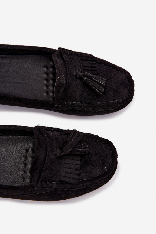 Mocasines para mujer con borlas de ante sintético color negro Linden