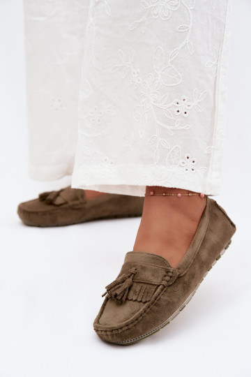 Mocasines para mujer con borlas de ante sintético color verde Linden