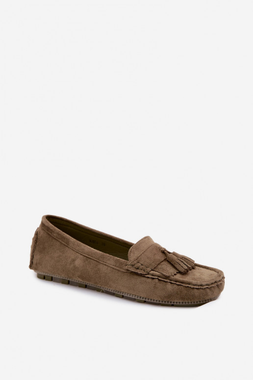 Mocasines para mujer con borlas de ante sintético color verde Linden