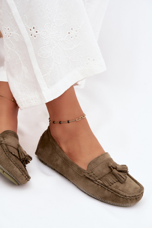 Mocasines para mujer con borlas de ante sintético color verde Linden