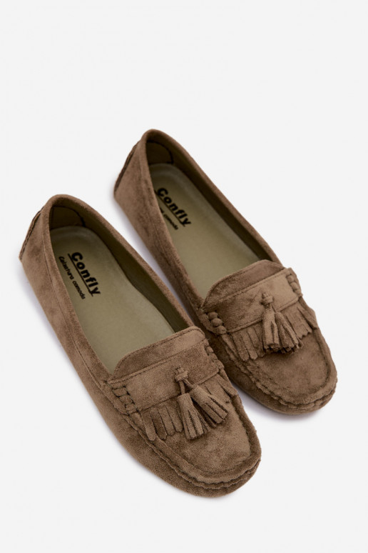 Mocasines para mujer con borlas de ante sintético color verde Linden