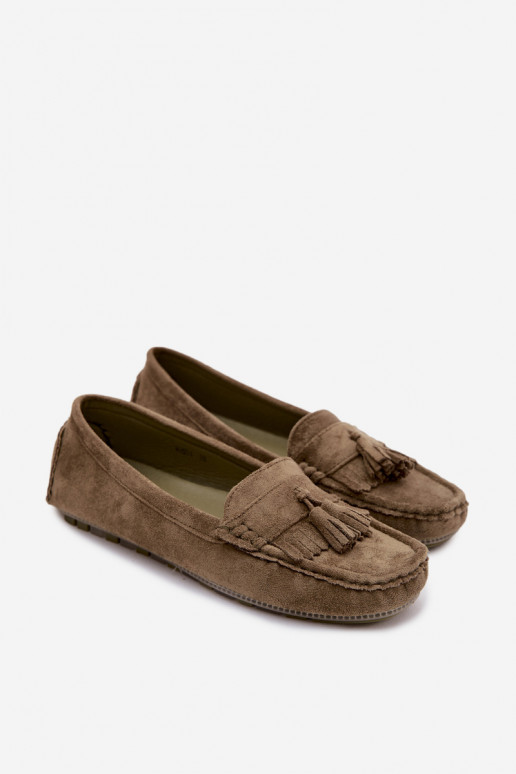 Mocasines para mujer con borlas de ante sintético color verde Linden