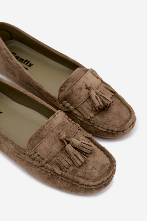Mocasines para mujer con borlas de ante sintético color verde Linden