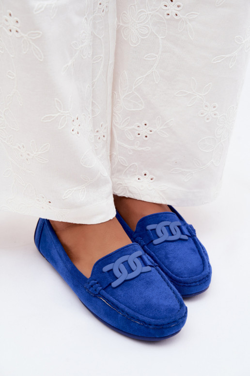 Mocasines ricos de ante para mujer color azul Rabell