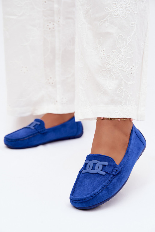 Mocasines ricos de ante para mujer color azul Rabell