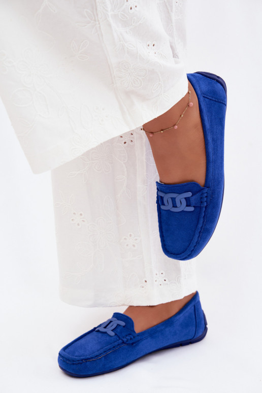 Mocasines ricos de ante para mujer color azul Rabell