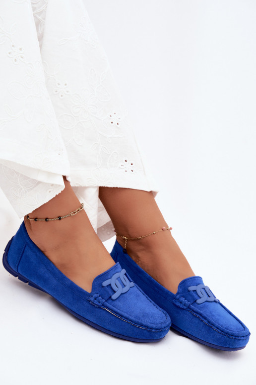 Mocasines ricos de ante para mujer color azul Rabell