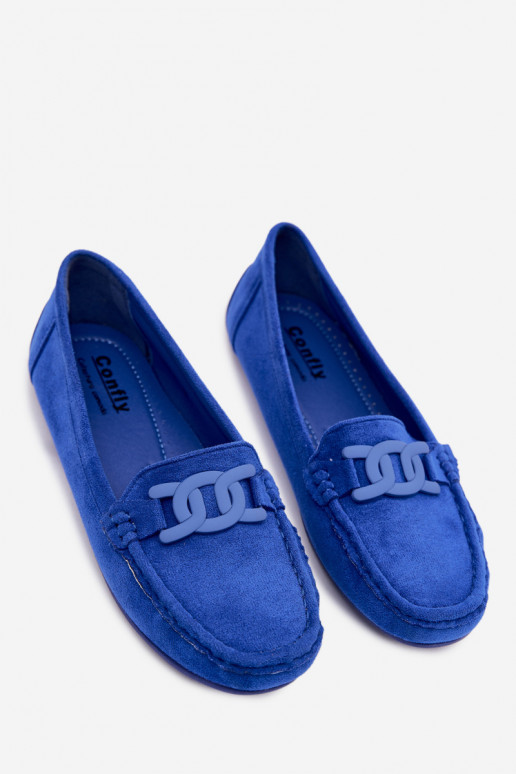 Mocasines ricos de ante para mujer color azul Rabell