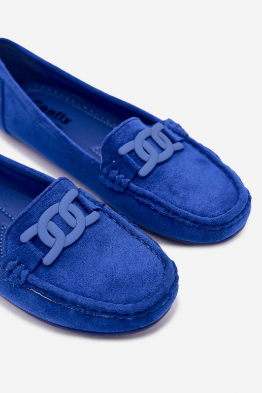 Mocasines ricos de ante para mujer color azul Rabell