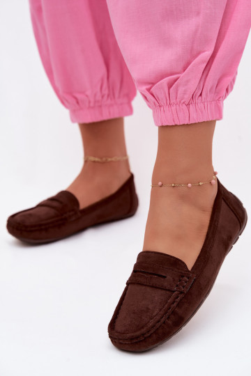 Mocasines elegantes de ante color chocolate Lenvie 2