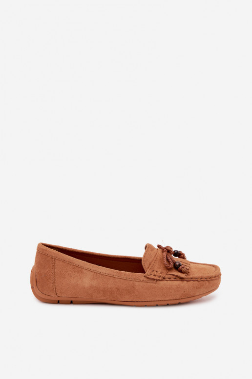Mocasines para mujer con lazos y flecos en ante sintético color marrón Bluebell