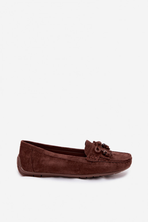 Mocasines para mujer con lazos y flecos en ante sintético color chocolate Bluebell
