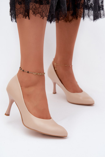 Zapatos de tacón alto para mujer de cuero sintético color arena Zazoo 1070 2