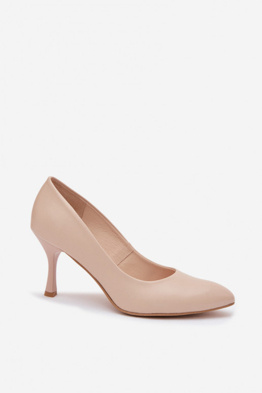 Zapatos de tacón alto para mujer de cuero sintético color arena Zazoo 1070