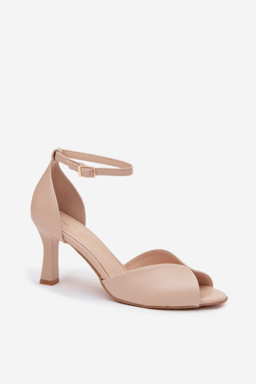 Sandalias de tacón fino para mujer color arena Zazoo 1120