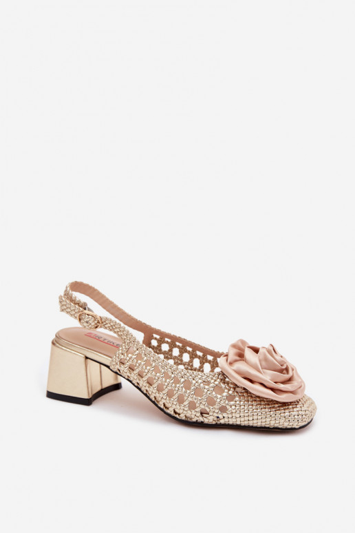 Sandalias de mujer con patrón, tacones y adornos Artiker 58C0798 color oro