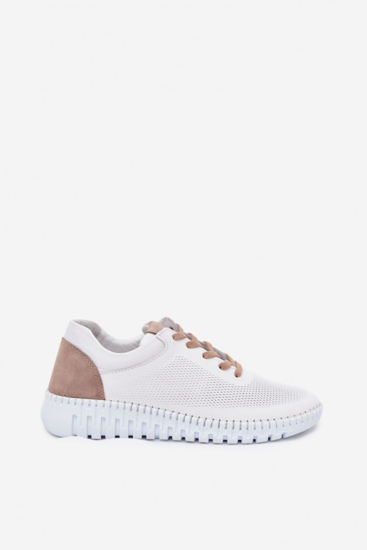 Zapatos deportivos de cuero para mujer Artiker 58C3083 blancos y marrones
