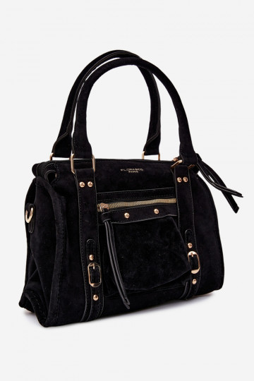 Bolso de ante sintético negro Lendra