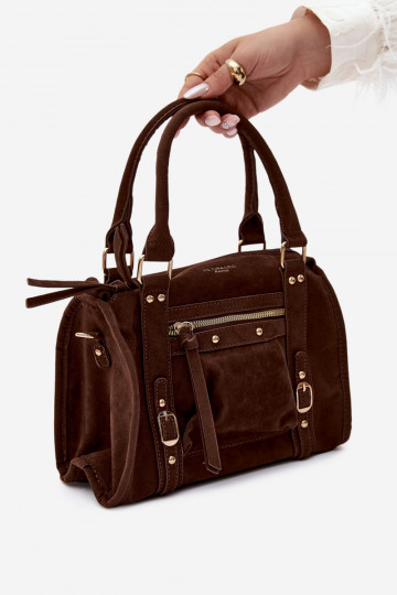 Bolso de ante sintético color chocolate Lendra 2