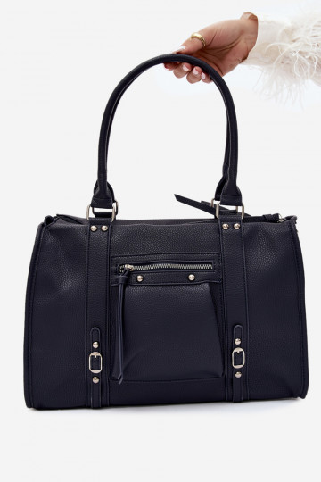 Gran bolsa de cuero sintético azul oscuro Nolita