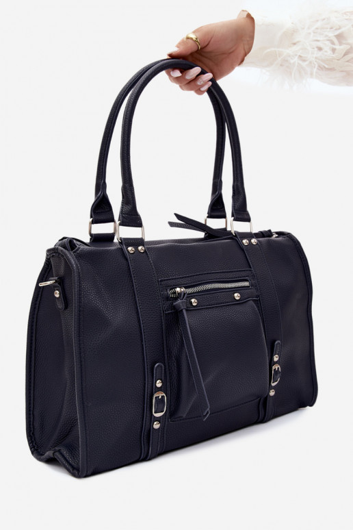 Gran bolsa de cuero sintético azul oscuro Nolita