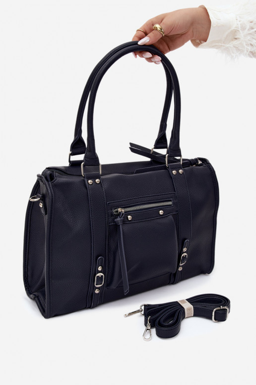 Gran bolsa de cuero sintético azul oscuro Nolita