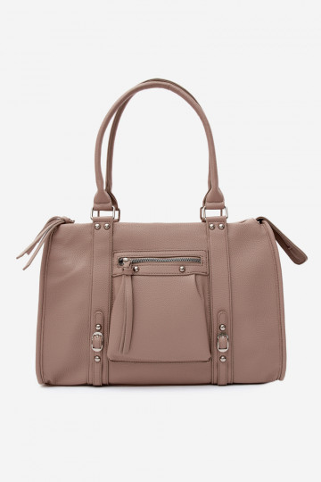 Gran bolsa de cuero sintético color marfil Nolita