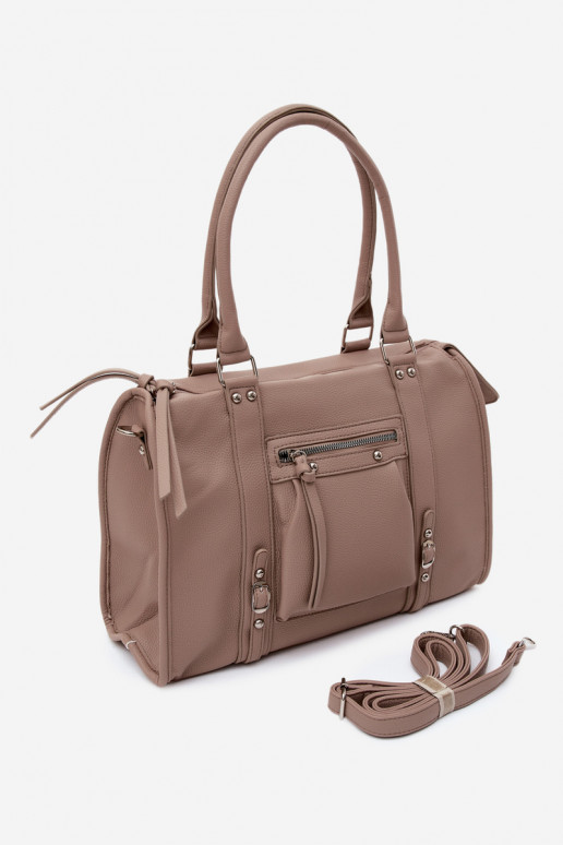 Gran bolsa de cuero sintético color marfil Nolita