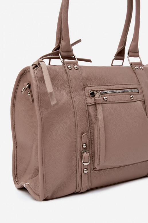 Gran bolsa de cuero sintético color marfil Nolita
